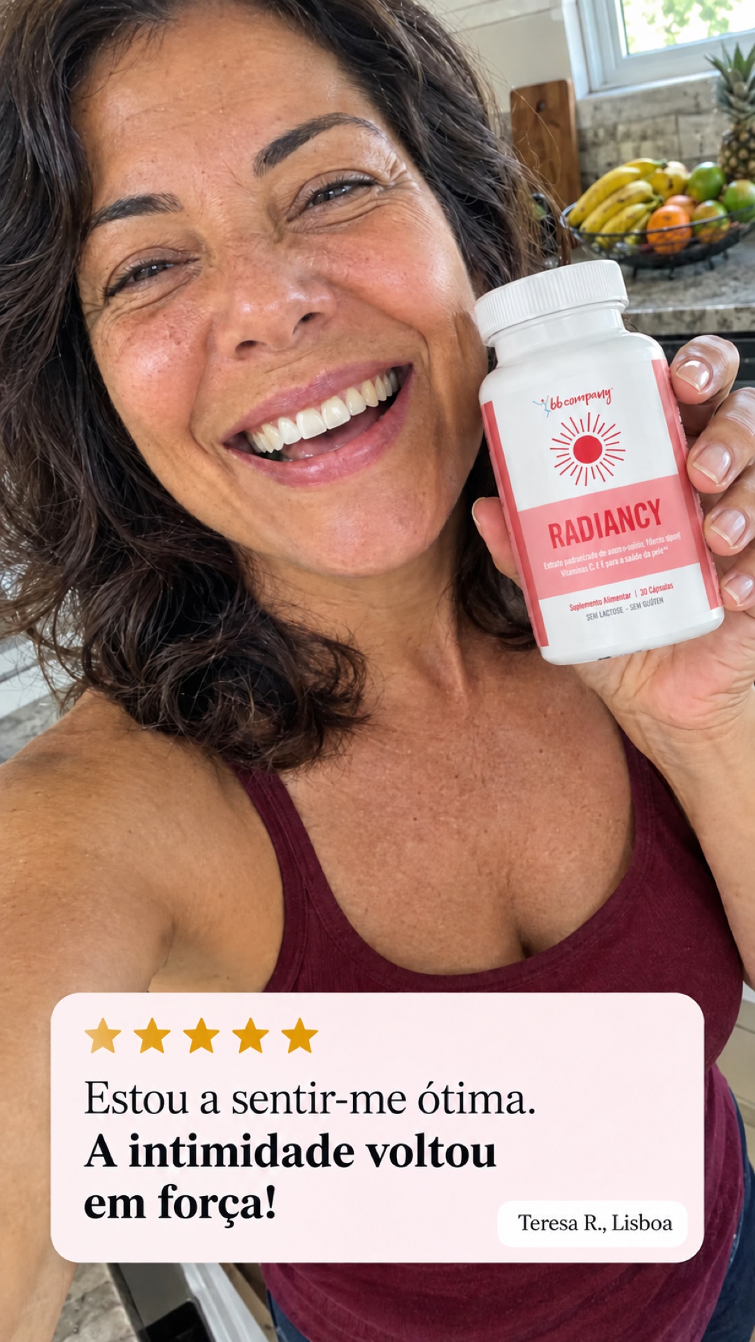 Cliente a mostrar o resultado com o Radiancy